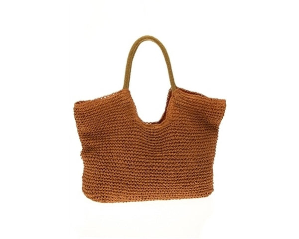 A870-TOYO STRAW CROCHET BEACH BAG WITH RAFFIA LEAF TASSELS