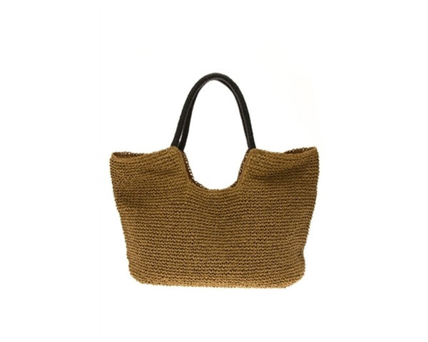 A870-TOYO STRAW CROCHET BEACH BAG WITH RAFFIA LEAF TASSELS