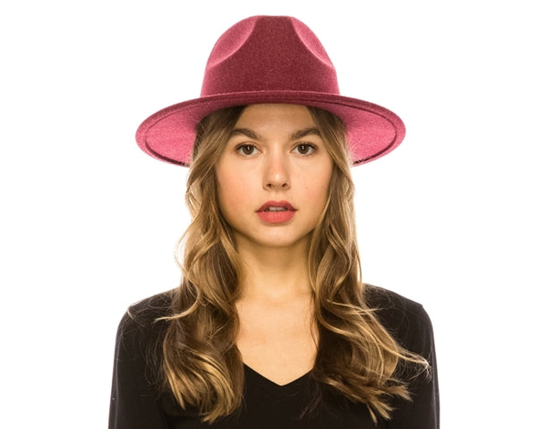 A004-MARLED VEGAN FELT FEDORA W/ SUEDE TIE