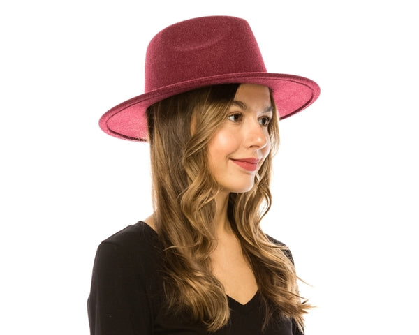 A004-MARLED VEGAN FELT FEDORA W/ SUEDE TIE