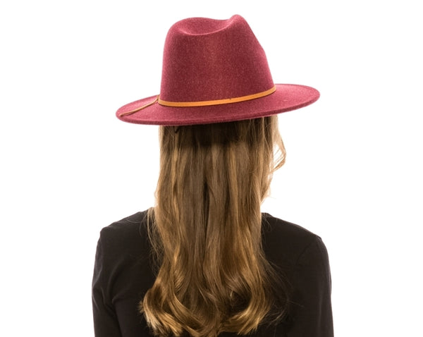 A004-MARLED VEGAN FELT FEDORA W/ SUEDE TIE