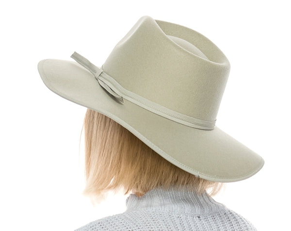 A006-VEGAN FELT RANCHER HAT W/ TRIM