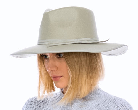 A006-VEGAN FELT RANCHER HAT W/ TRIM