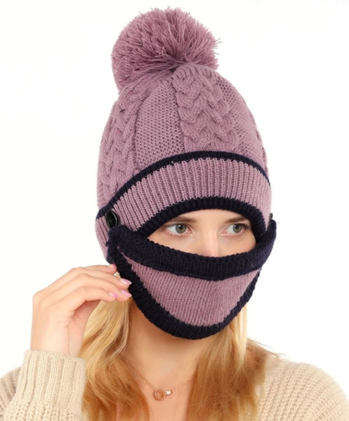 A026-KNIT BEANIE & FACE COVER SET