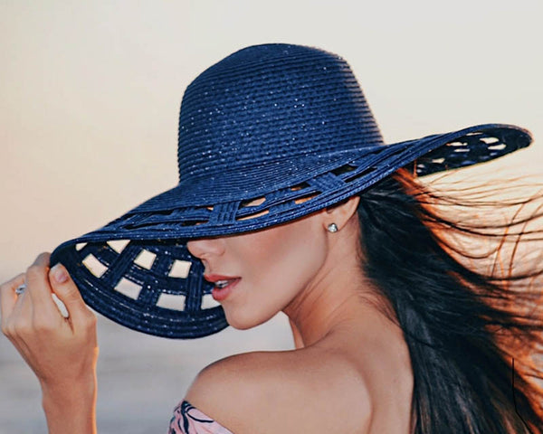 A277-WIDE BRIM SUN HAT - SQUARE CUTOUTS