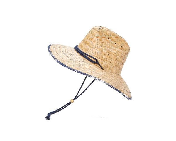 A341-PALM PRINT STRAW UPF LIFEGUARD HAT