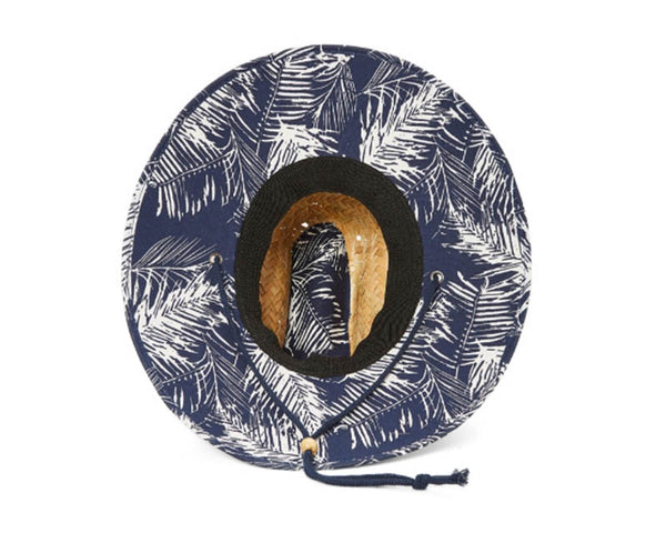 A341-PALM PRINT STRAW UPF LIFEGUARD HAT