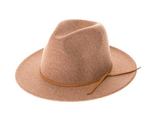 A004-MARLED VEGAN FELT FEDORA W/ SUEDE TIE