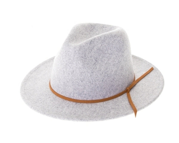 A004-MARLED VEGAN FELT FEDORA W/ SUEDE TIE