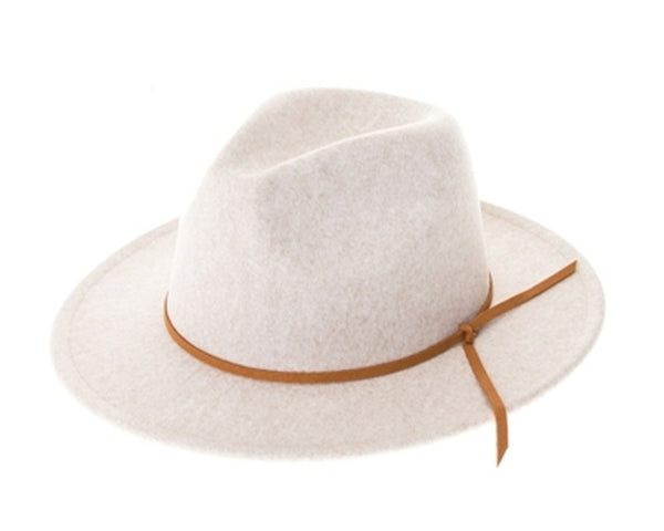 A004-MARLED VEGAN FELT FEDORA W/ SUEDE TIE