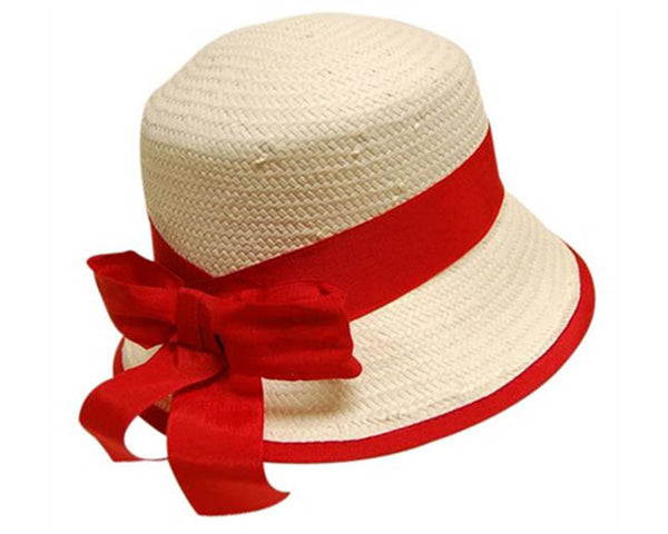 A712-KIDS WOVEN STRAW HATS W/ RIBBON