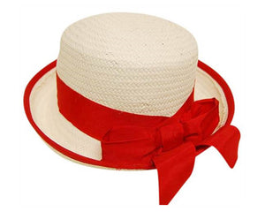 A712-KIDS WOVEN STRAW HATS W/ RIBBON