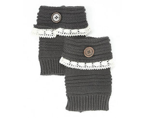 A066-KNIT BOOT CUFFS W/ LACE (1 PAIR)