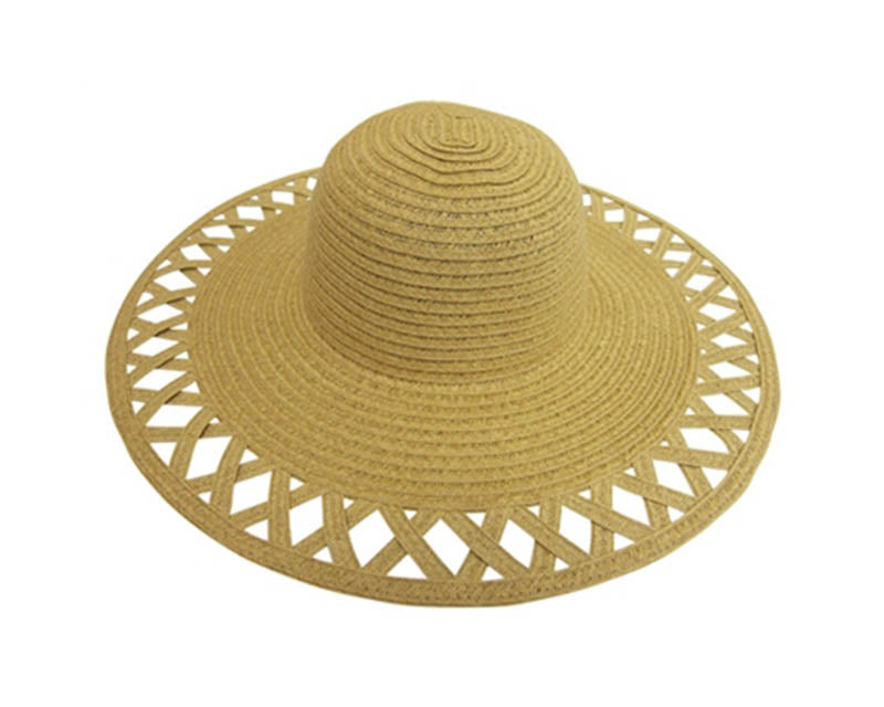 A268-WIDE BRIM SUN HAT WITH CUTOUTS