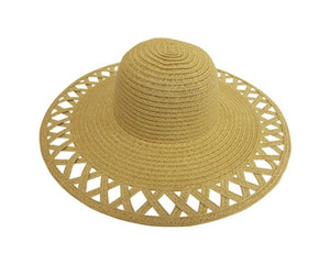 A268-WIDE BRIM SUN HAT WITH CUTOUTS