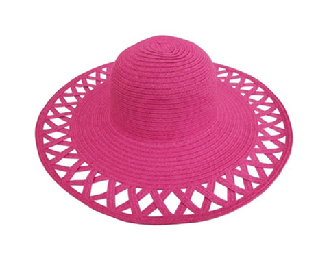 A268-WIDE BRIM SUN HAT WITH CUTOUTS