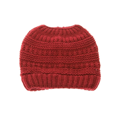 A029-MESSY BUN HAT - CABLE KNIT