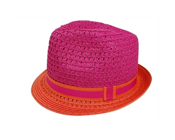 A592-2 TONE SUMMER STRAW FEDORA