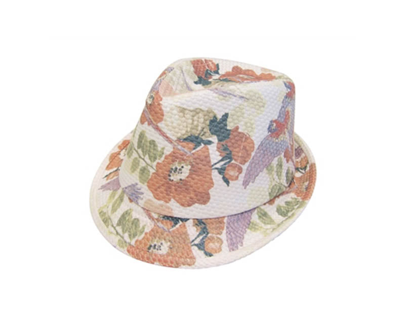 A596-SUMMER FEDORA WITH PARROT PRINT