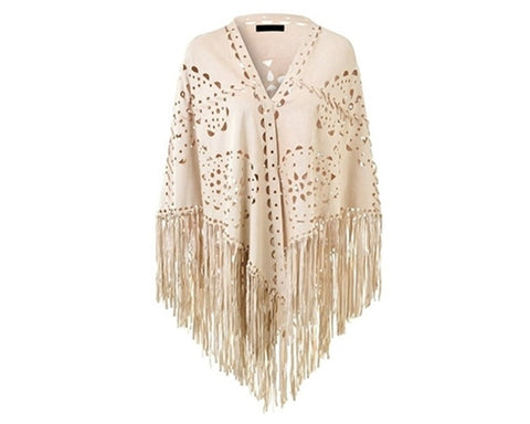 A859-FAUX SUEDE LASER CUT SHAWL