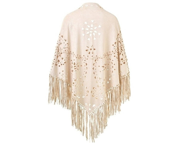 A859-FAUX SUEDE LASER CUT SHAWL