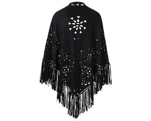 A859-FAUX SUEDE LASER CUT SHAWL