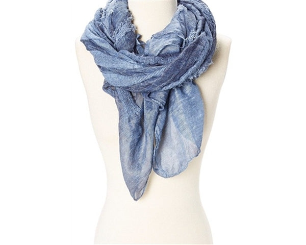 A763-FRAYED STRIPE STONEWASH SCARF