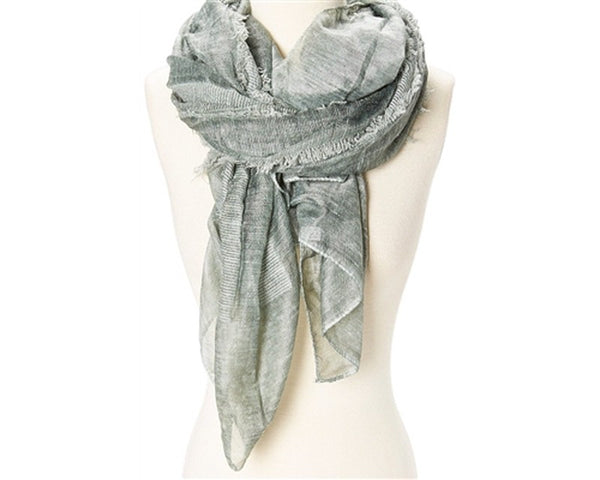 A763-FRAYED STRIPE STONEWASH SCARF