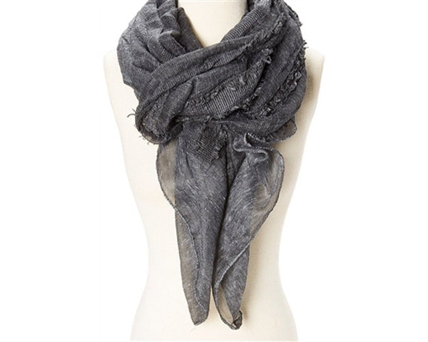 A763-FRAYED STRIPE STONEWASH SCARF