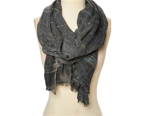 A825-MULTICOLOR STITCH STONEWASH SCARF