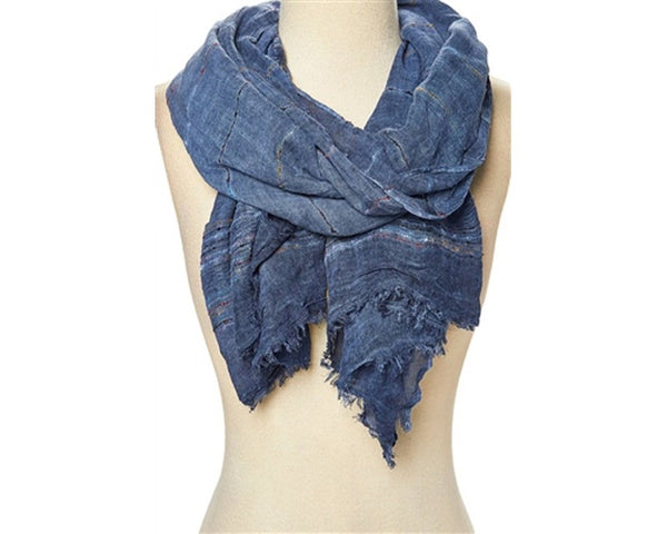 A825-MULTICOLOR STITCH STONEWASH SCARF