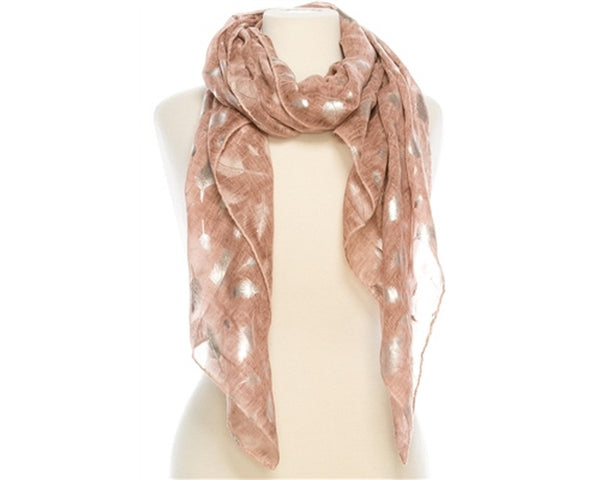 A804-SILVER FEATHER PRINT SCARF