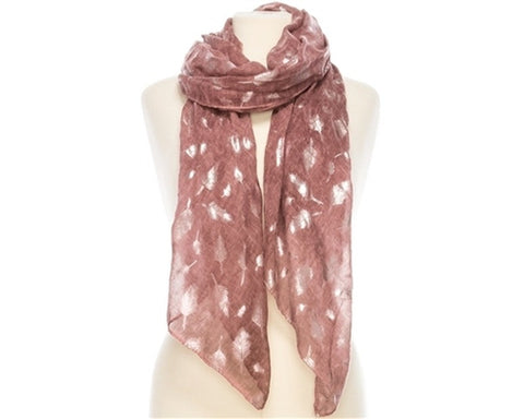 A804-SILVER FEATHER PRINT SCARF