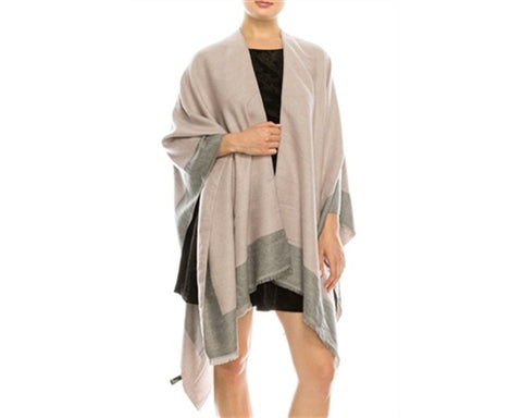 A762-REVERSIBLE COLORBLOCK PONCHO