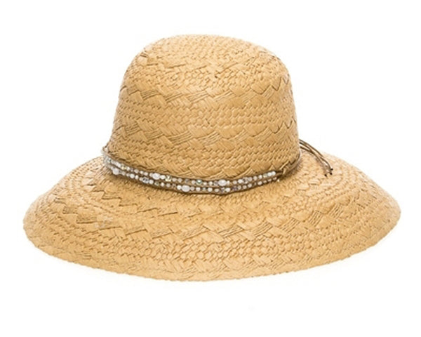 A344-TEXTURED STRAW BEADED LAMPSHADE HAT