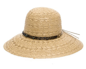 A344-TEXTURED STRAW BEADED LAMPSHADE HAT