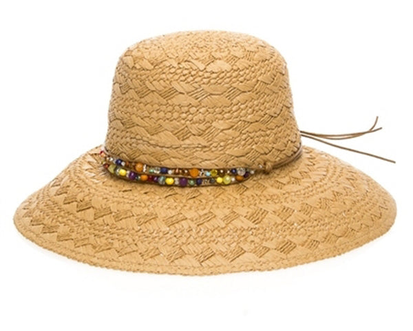 A344-TEXTURED STRAW BEADED LAMPSHADE HAT