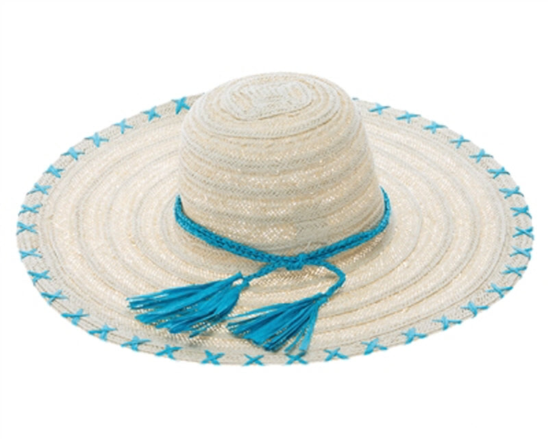 A309-FLOPPY STRAW SUN HAT W/ STITCH EDGE