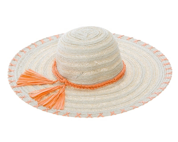 A309-FLOPPY STRAW SUN HAT W/ STITCH EDGE