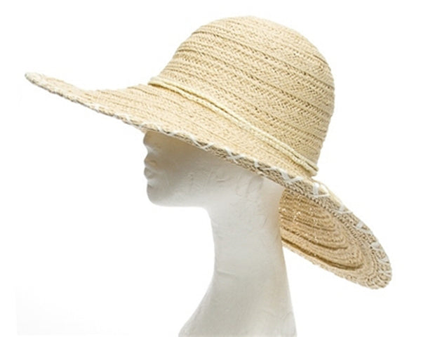 A309-FLOPPY STRAW SUN HAT W/ STITCH EDGE