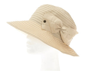 A403-FOLDABLE RIBBON BUCKET HAT W/ SIDE BOW