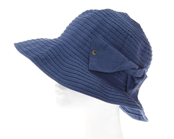 A403-FOLDABLE RIBBON BUCKET HAT W/ SIDE BOW