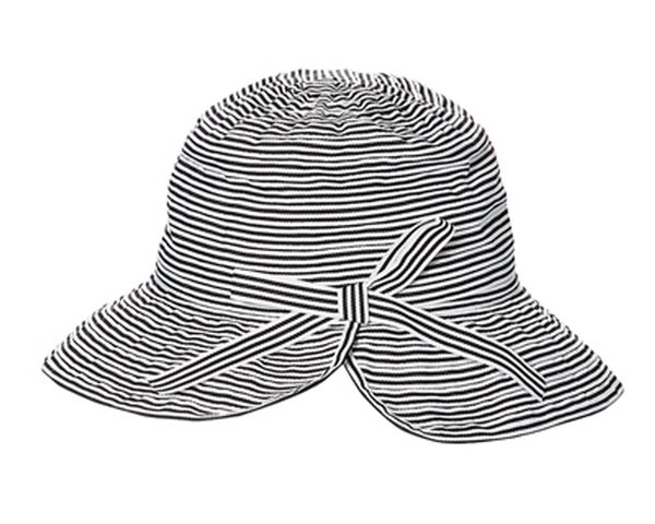 A410-SPLIT-BACK STRIPED RIBBON BUCKET HAT