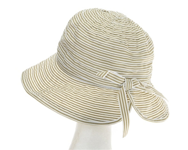 A410-SPLIT-BACK STRIPED RIBBON BUCKET HAT