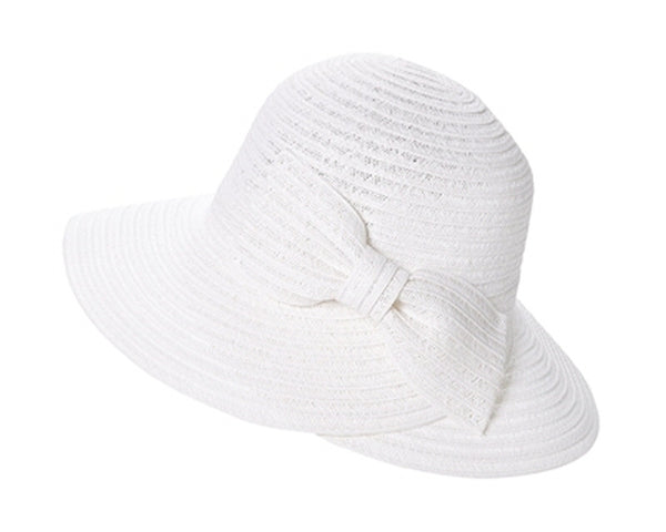 A342-LAMPSHADE SUN HAT W/ SLANTED BOW