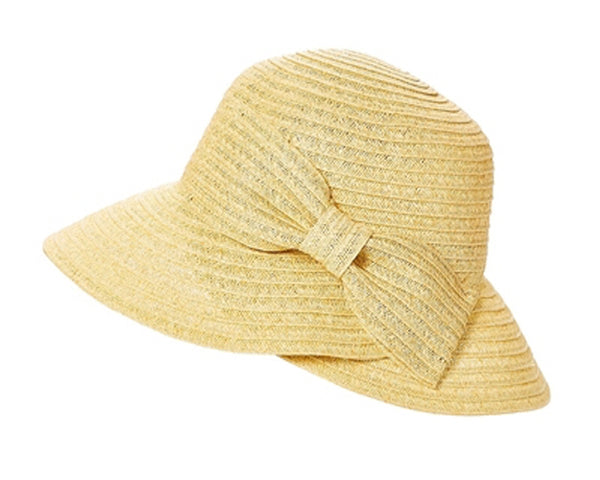 A342-LAMPSHADE SUN HAT W/ SLANTED BOW