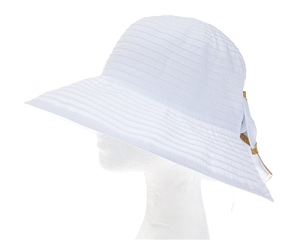 A409-SPLIT BACK RIBBON SUN HAT W/ BOW