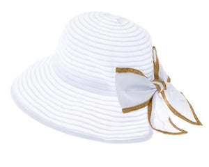 A409-SPLIT BACK RIBBON SUN HAT W/ BOW