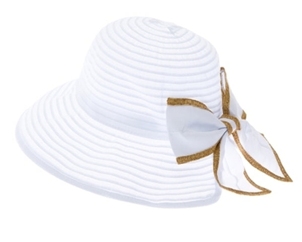 A409-SPLIT BACK RIBBON SUN HAT W/ BOW