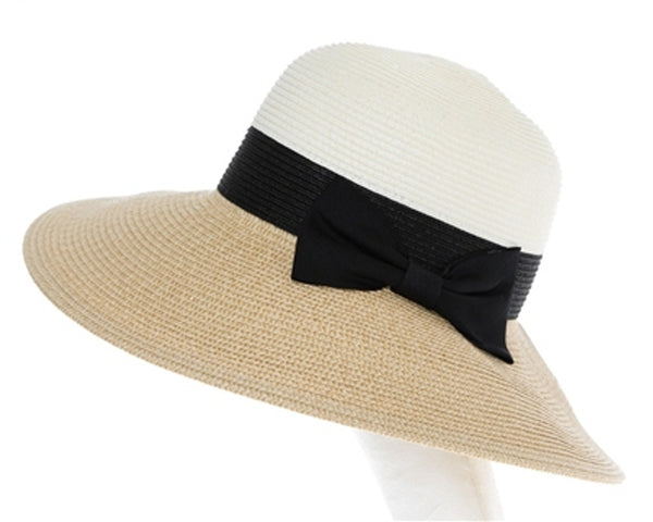 A329-COLORBLOCK SUN HAT W/ BOW